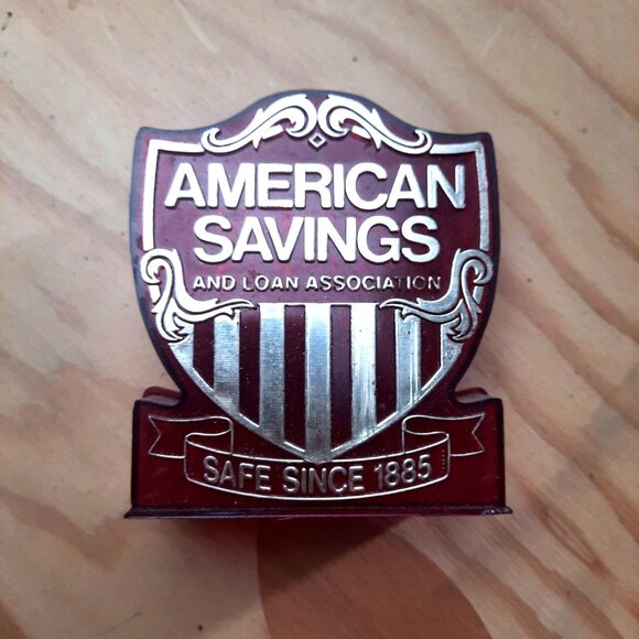 Vintage American Savings and Loan Association Piggy Bank Red 1980s - Picture 1 of 6